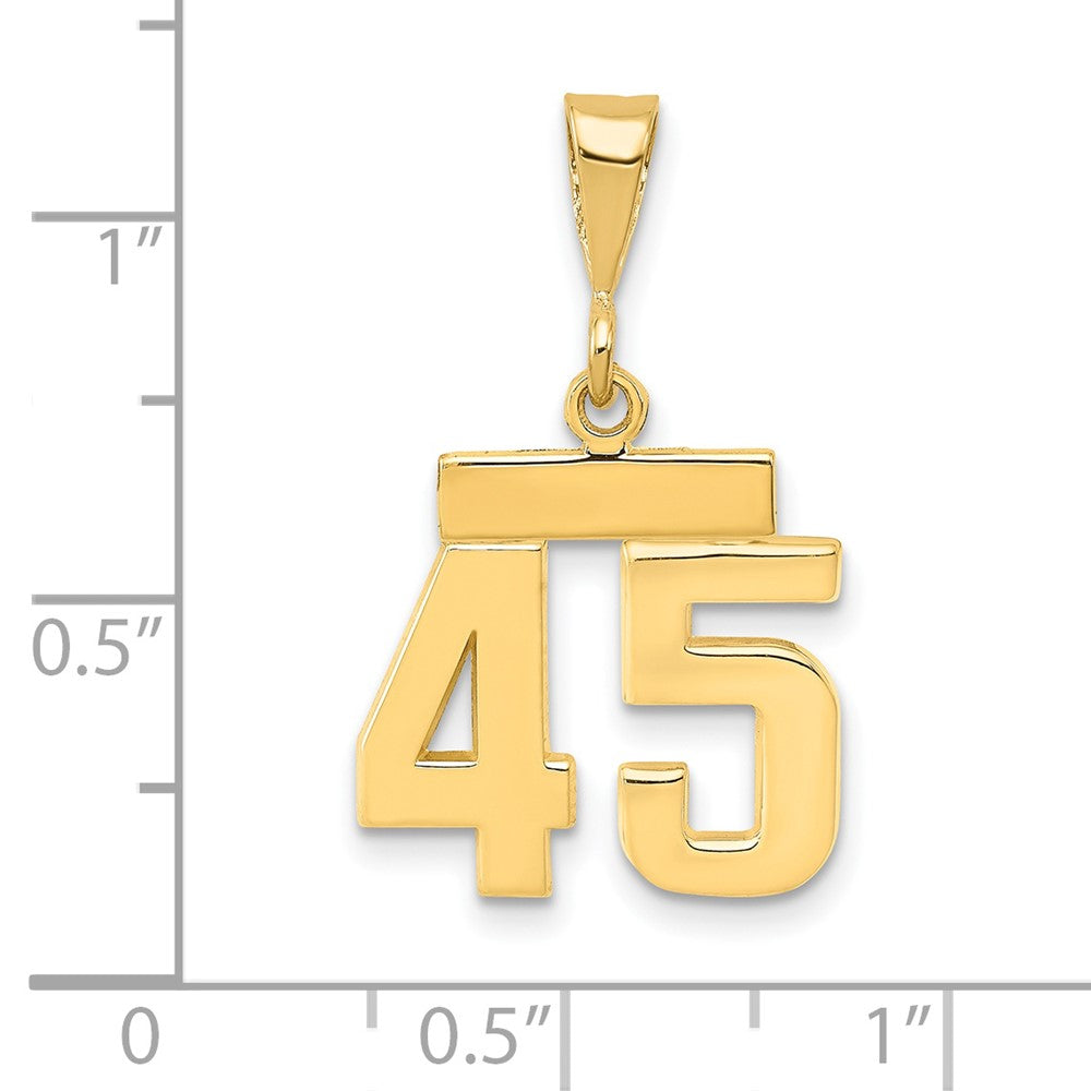 14k Small Polished Number 45 Charm