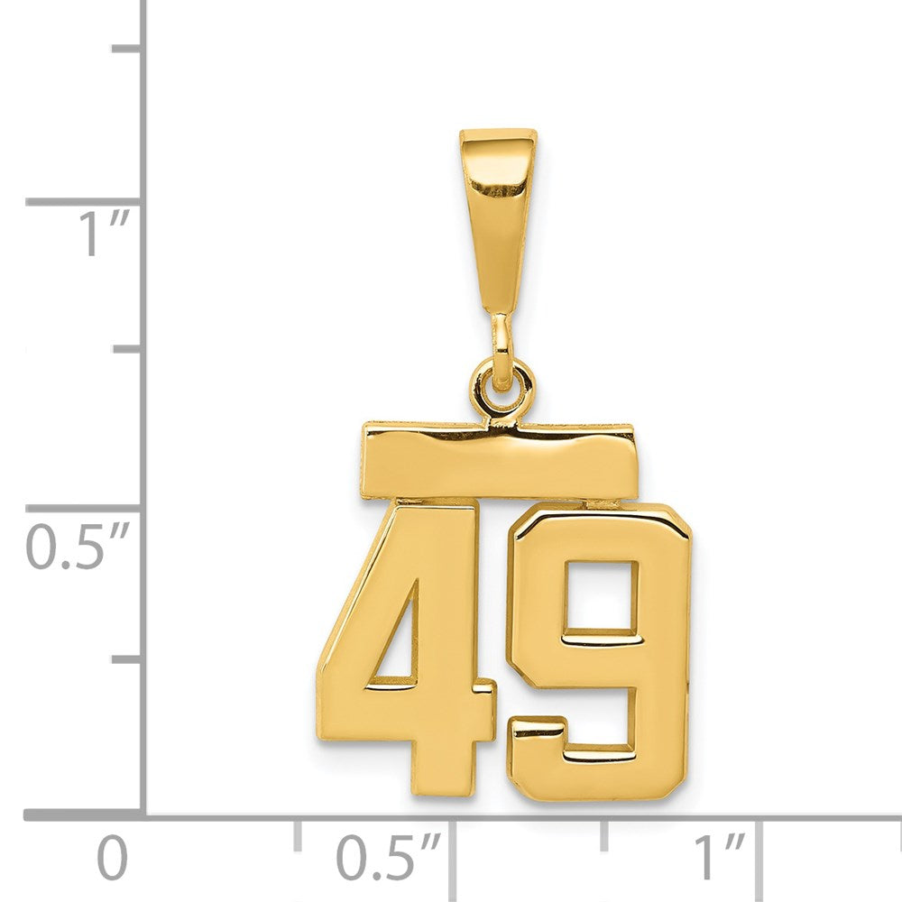14k Small Polished Number 49 Charm