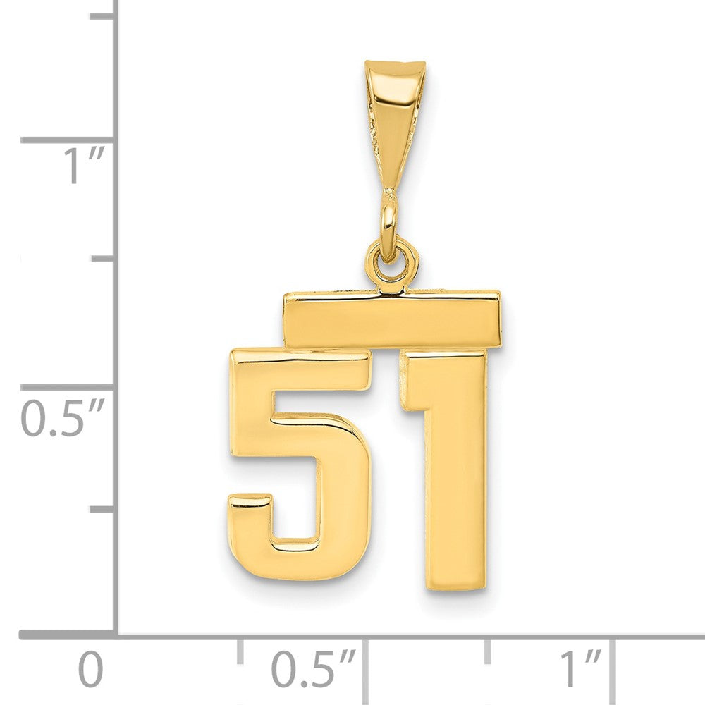 14k Small Polished Number 51 Charm