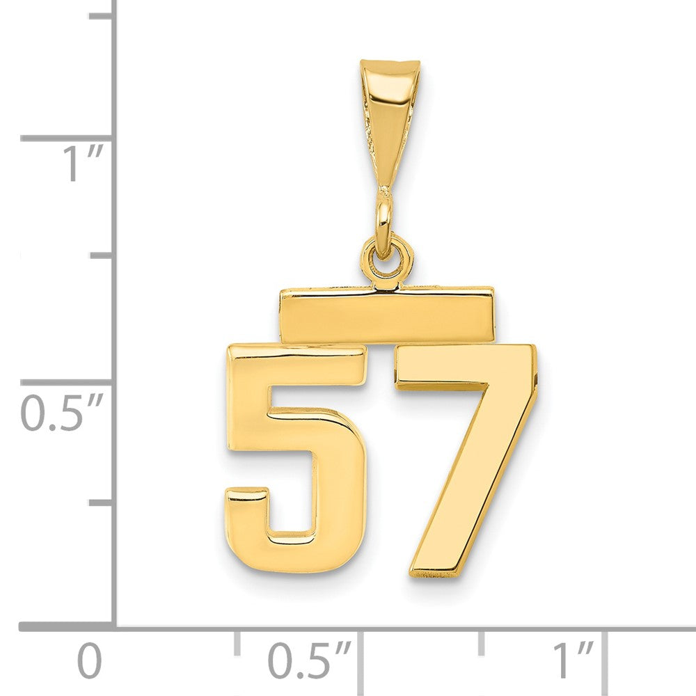 14k Small Polished Number 57 Charm