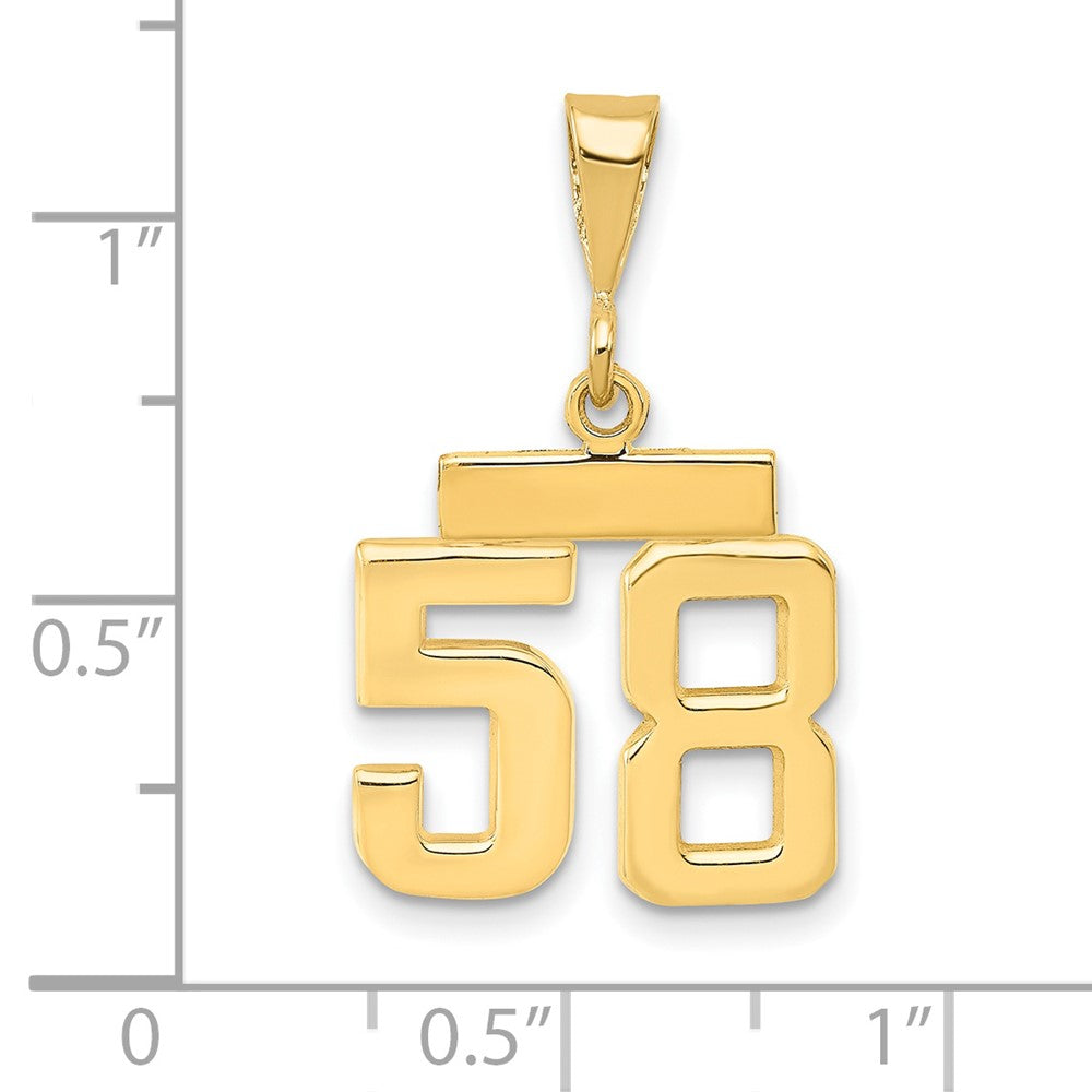 14k Small Polished Number 58 Charm