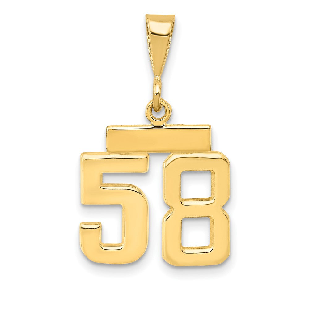14k Small Polished Number 58 Charm
