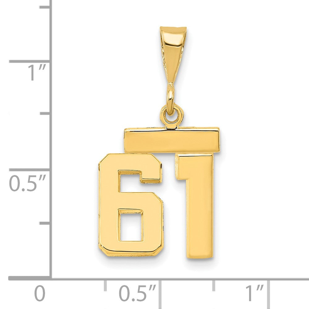 14k Small Polished Number 61 Charm