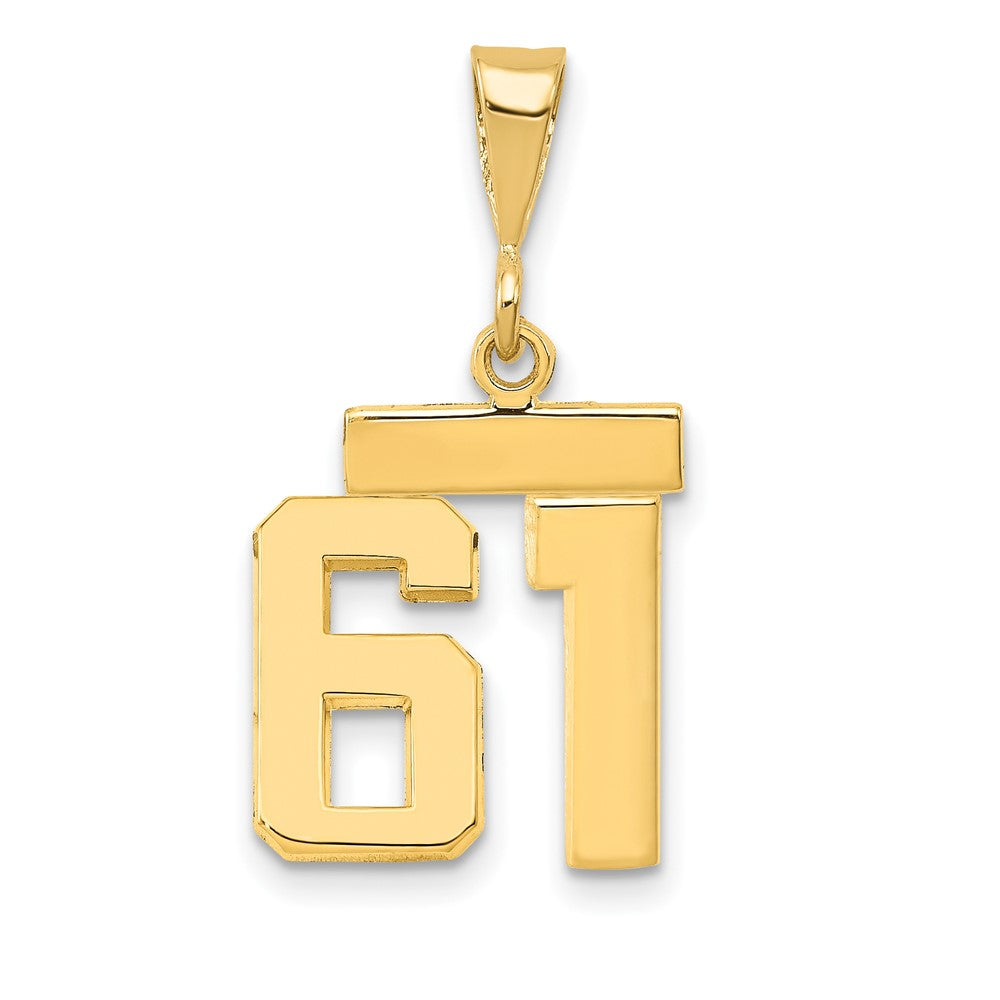 14k Small Polished Number 61 Charm