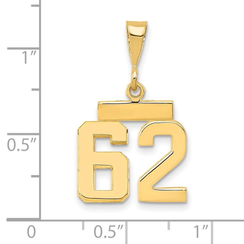 14k Small Polished Number 62 Charm