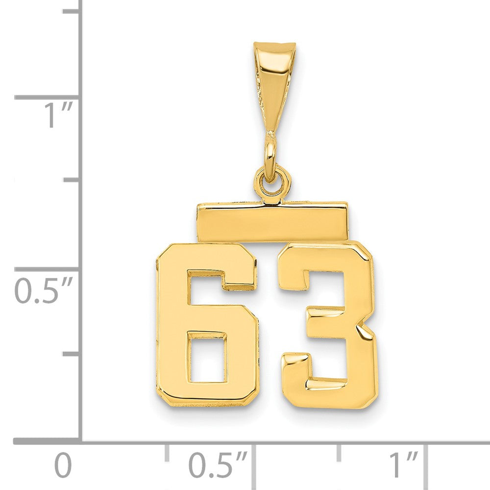 14k Small Polished Number 63 Charm