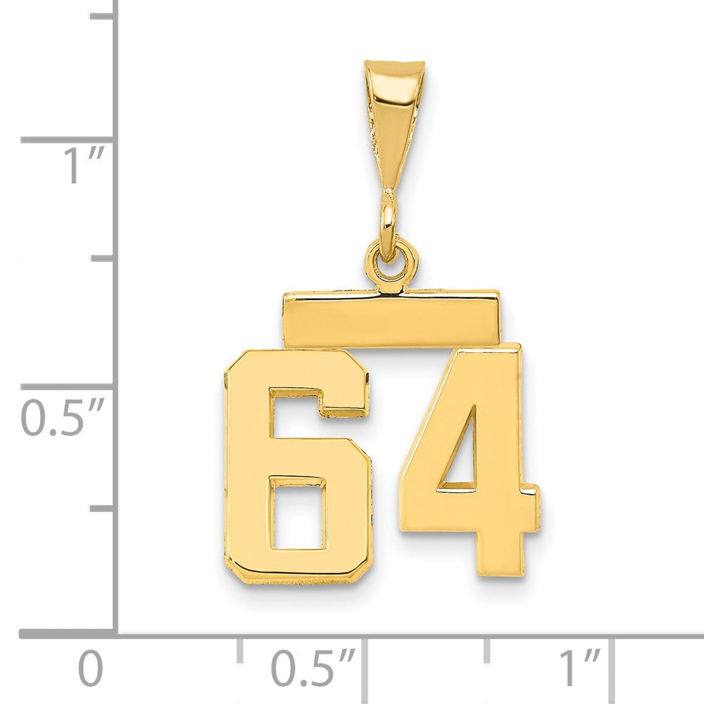 14k Small Polished Number 64 Charm