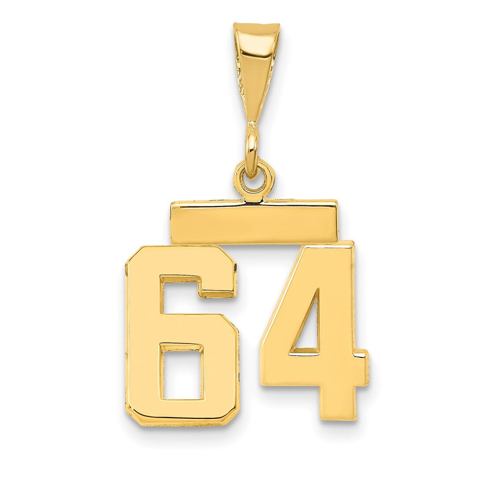 14k Small Polished Number 64 Charm