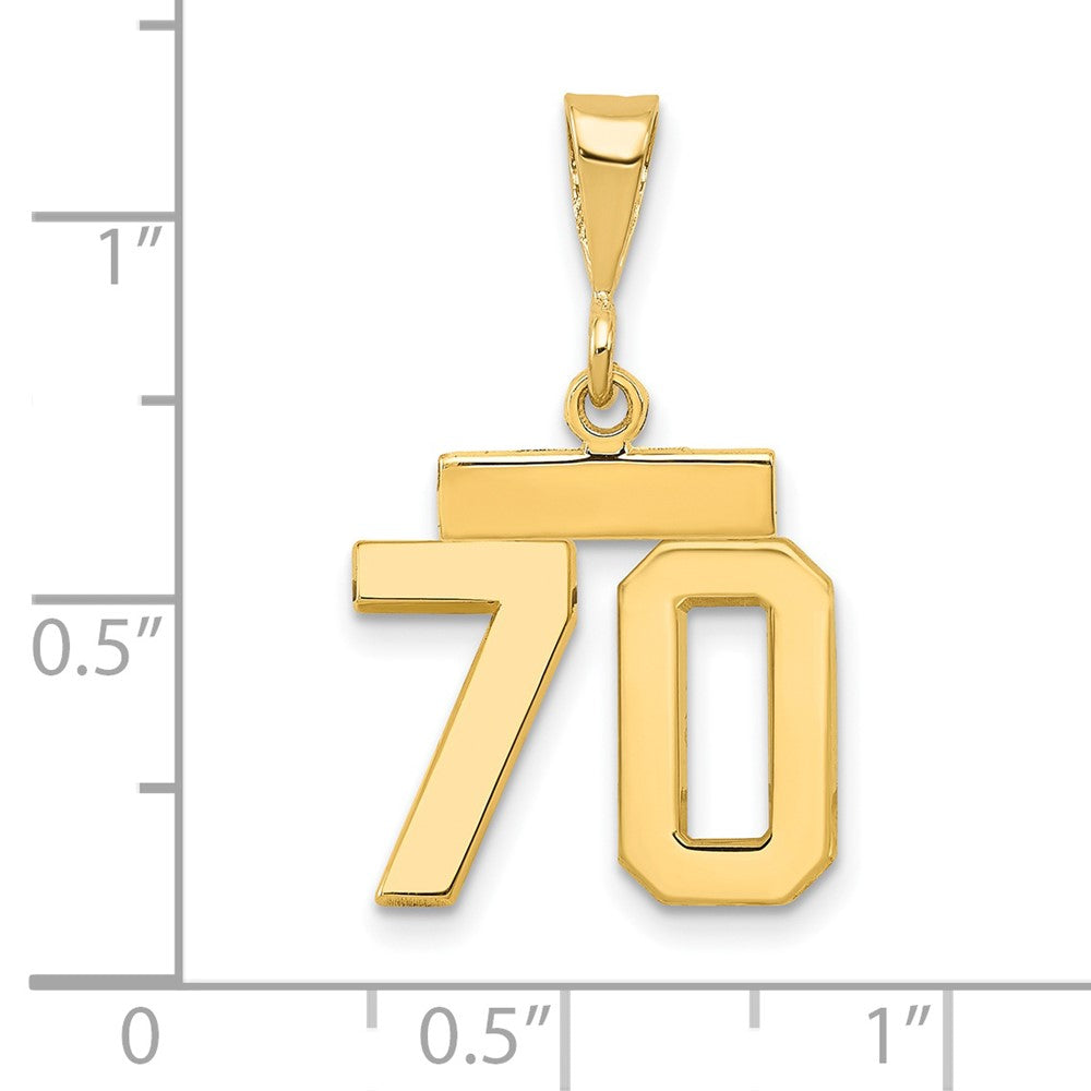 14k Small Polished Number 70 Charm