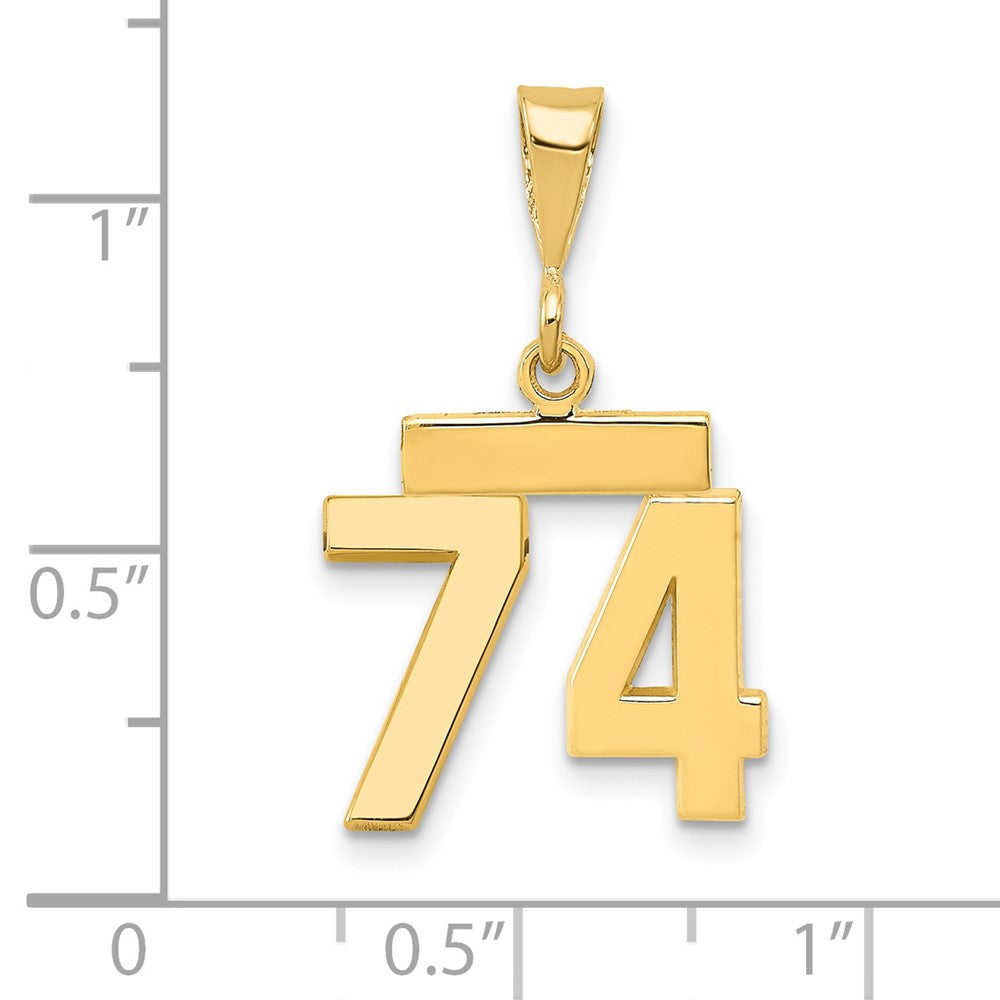 14k Small Polished Number 74 Charm