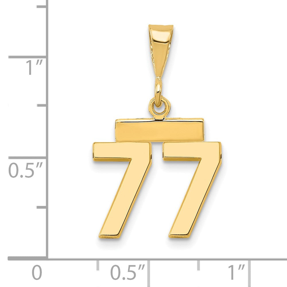 14k Small Polished Number 77 Charm