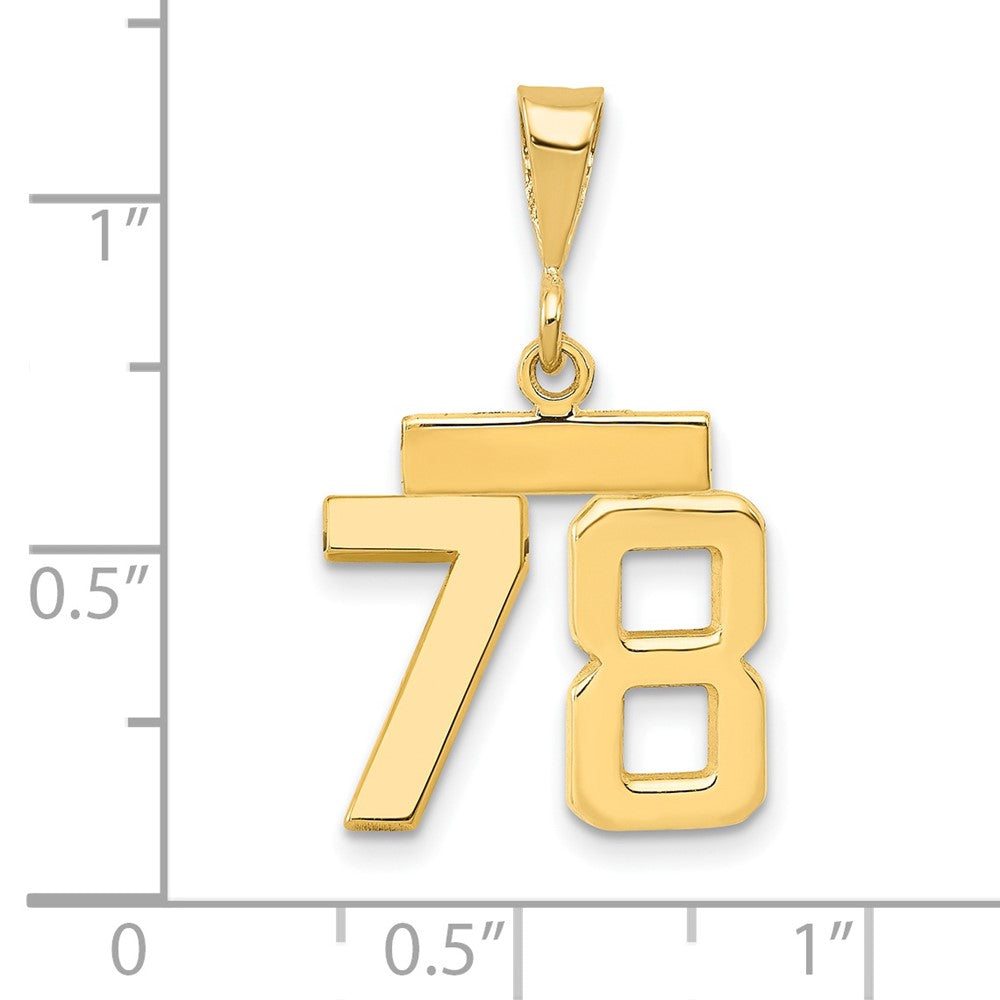 14k Small Polished Number 78 Charm