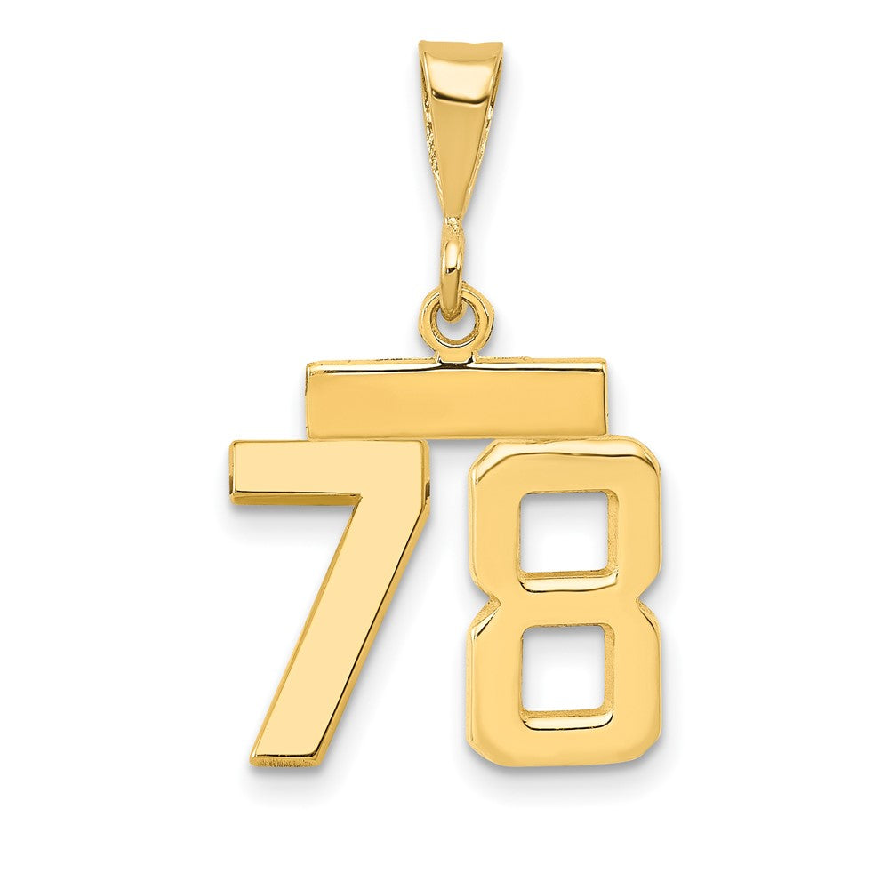 14k Small Polished Number 78 Charm