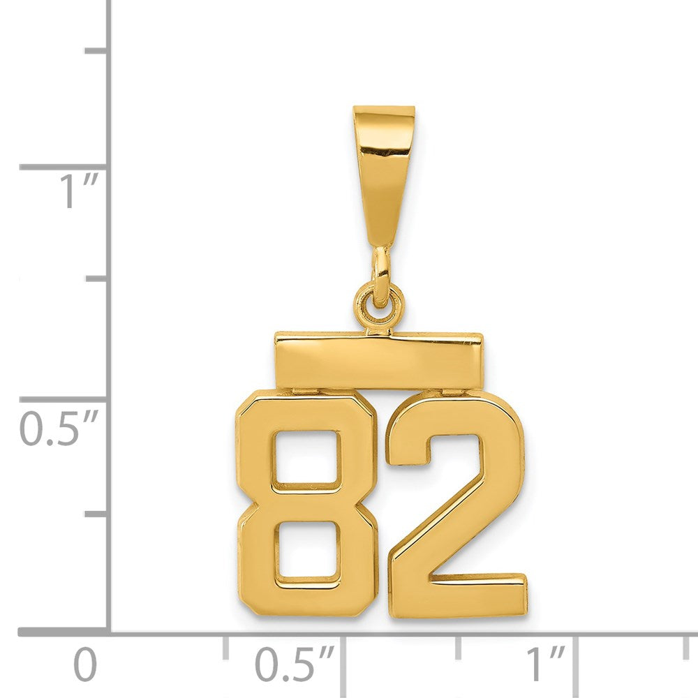 14k Small Polished Number 82 Charm