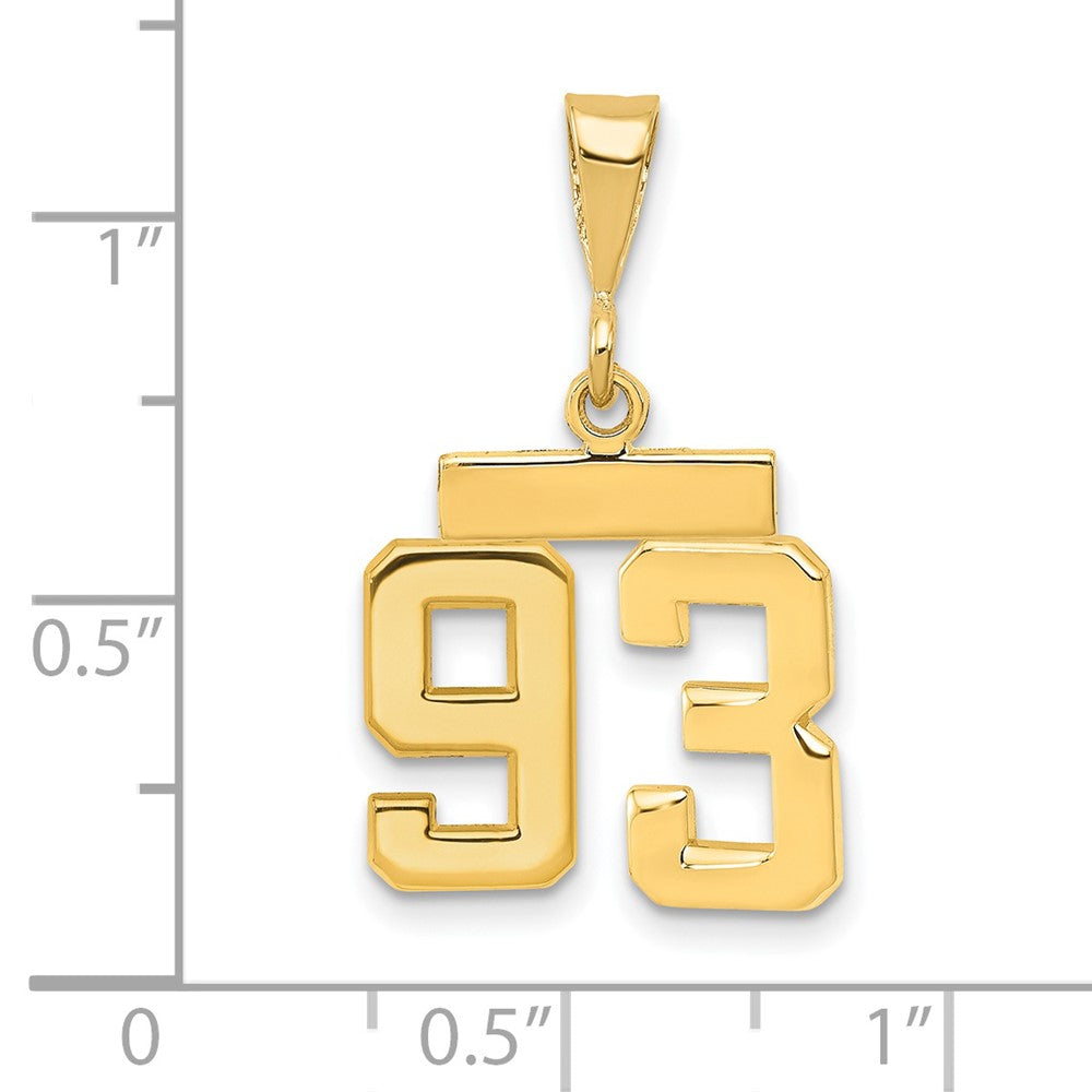 14k Small Polished Number 93 Charm