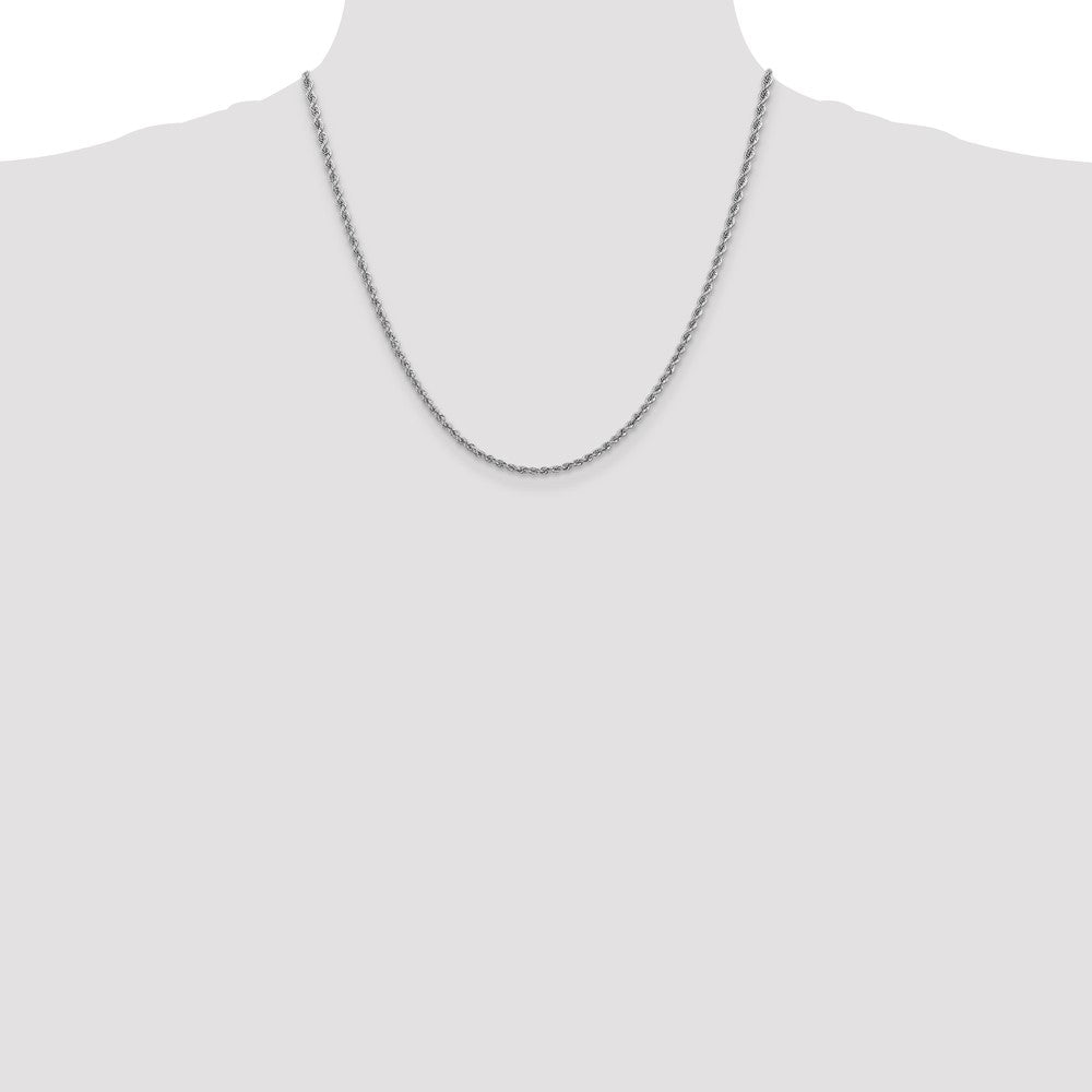 14K White Gold 20 inch 2.5mm Regular Rope with Lobster Clasp Chain