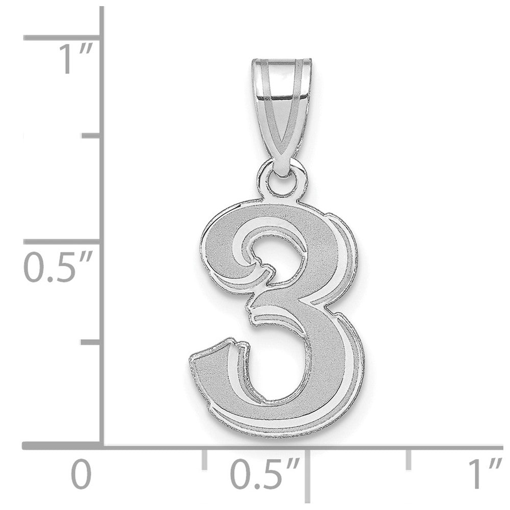 14kw Polished Etched Number 3 Pendant
