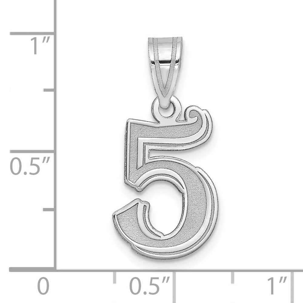 14kw Polished Etched Number 5 Pendant