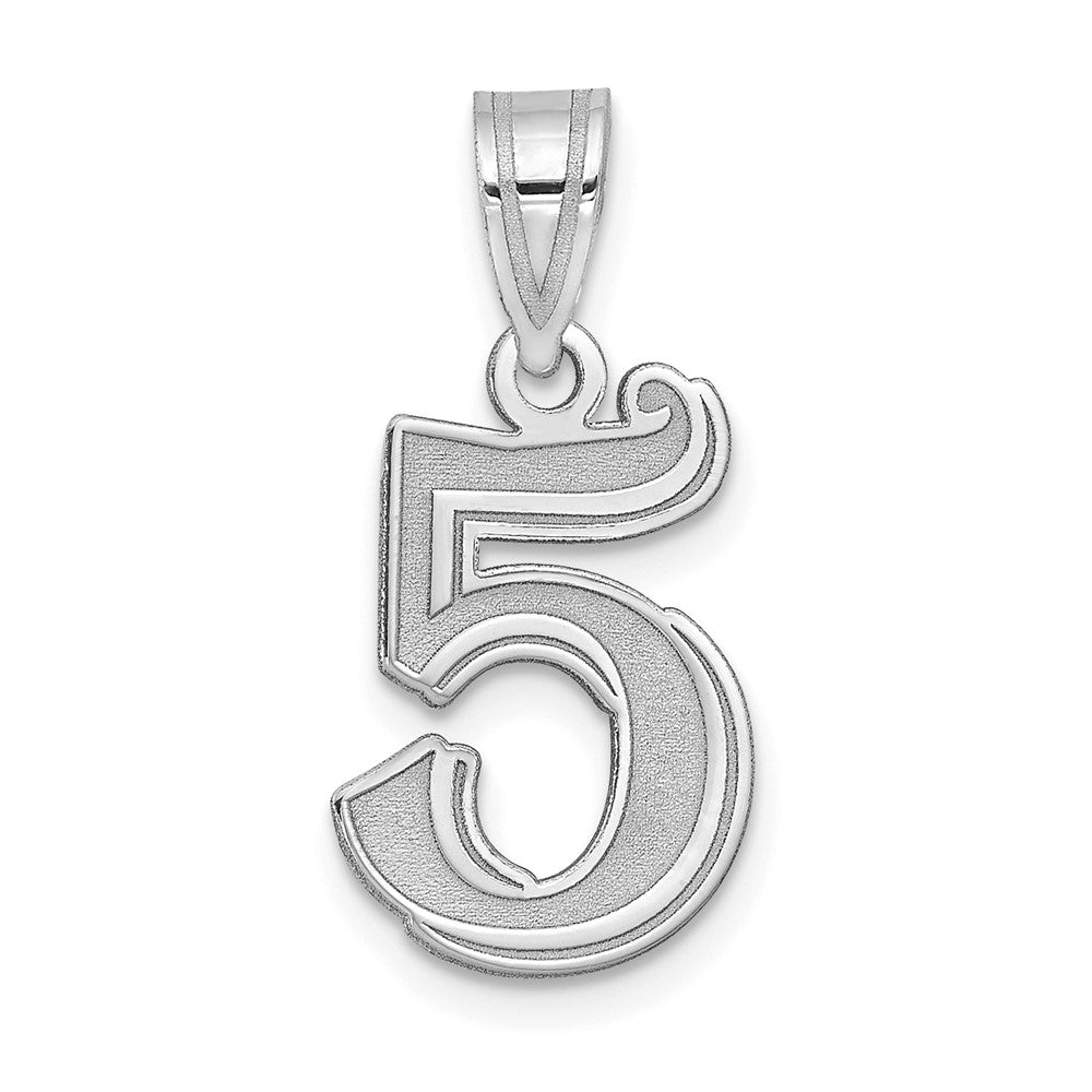 14kw Polished Etched Number 5 Pendant
