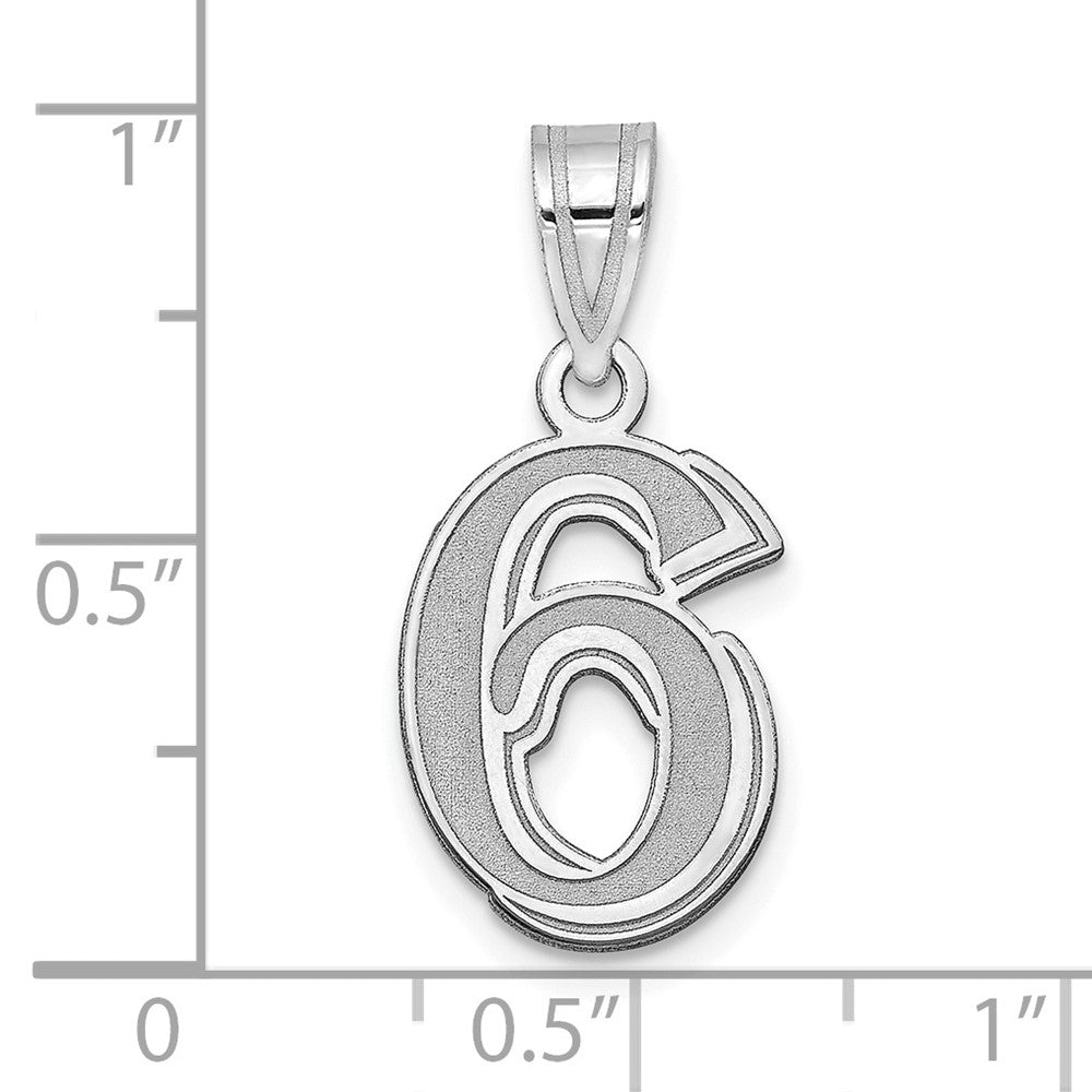 14kw Polished Etched Number 6 Pendant