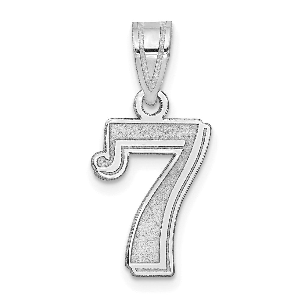 14kw Polished Etched Number 7 Pendant