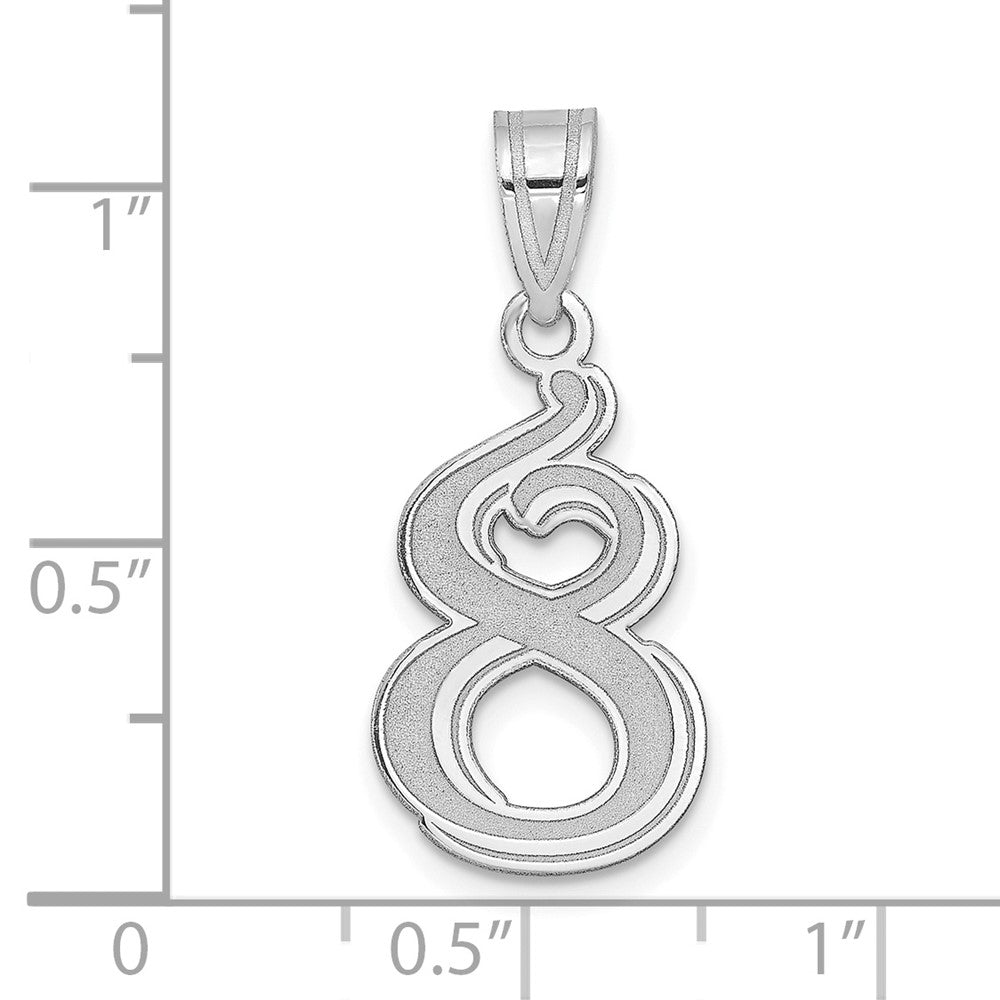 14kw Polished Etched Number 8 Pendant