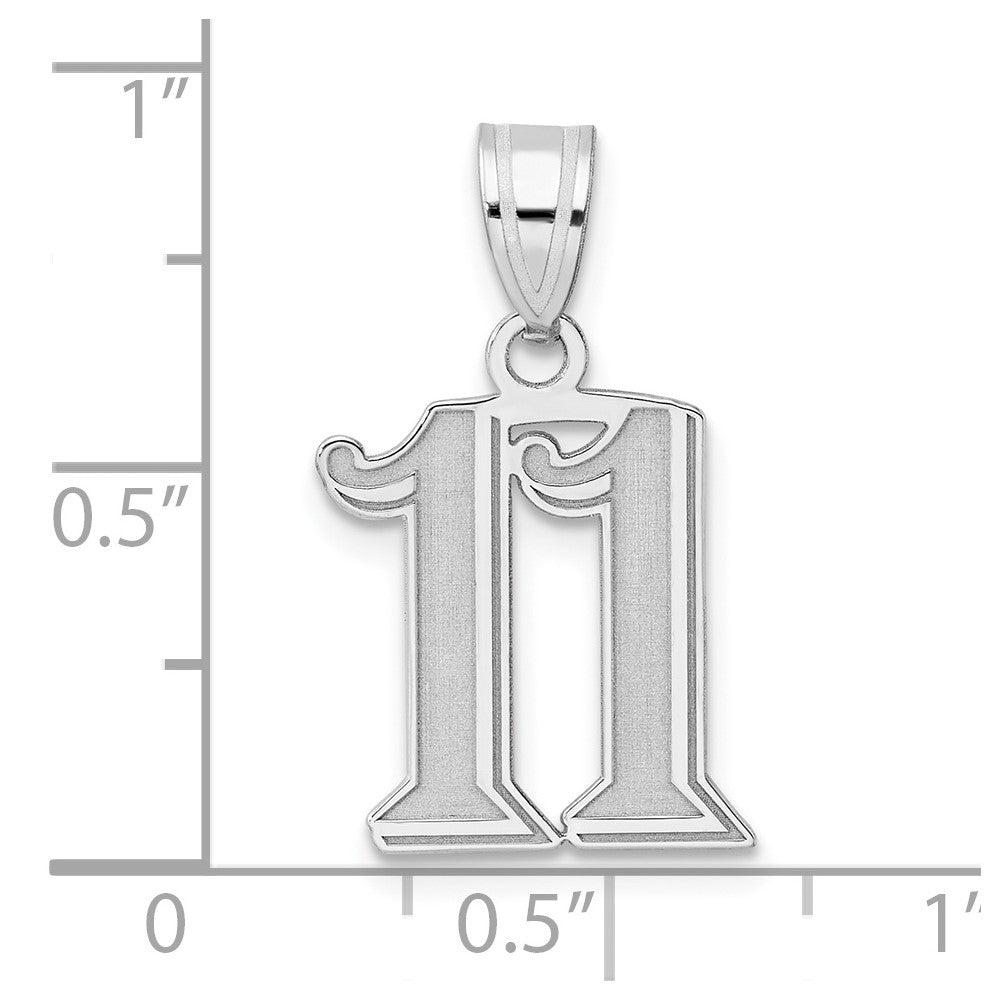 14kw Polished Etched Number 11 Pendant