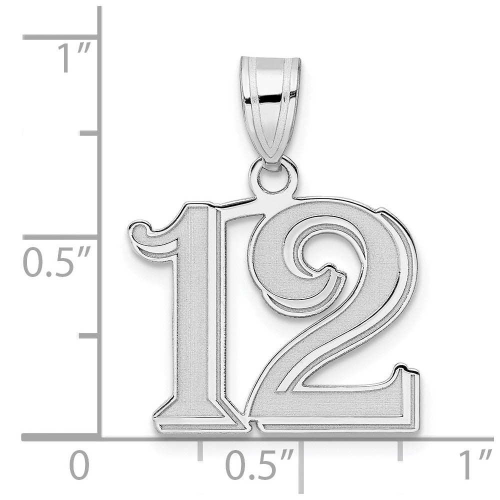 14kw Polished Etched Number 12 Pendant