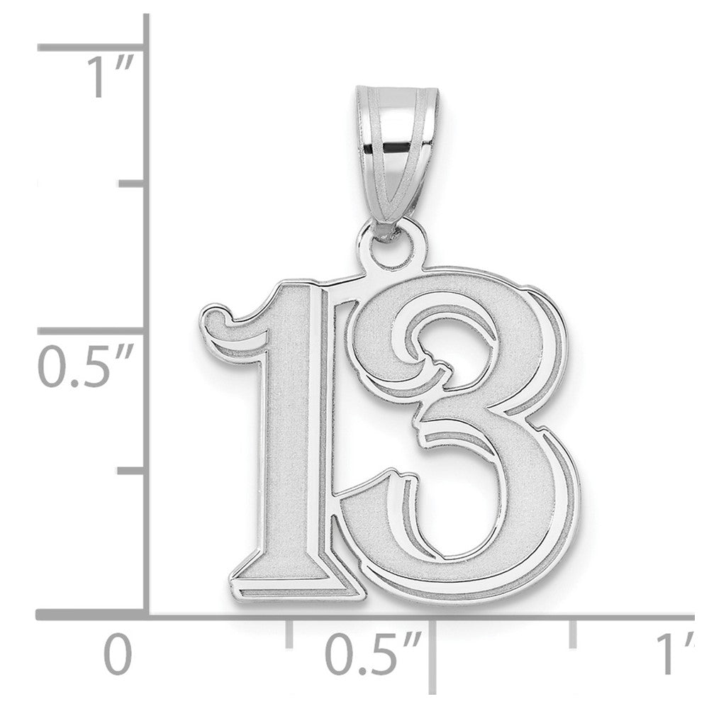 14kw Polished Etched Number 13 Pendant