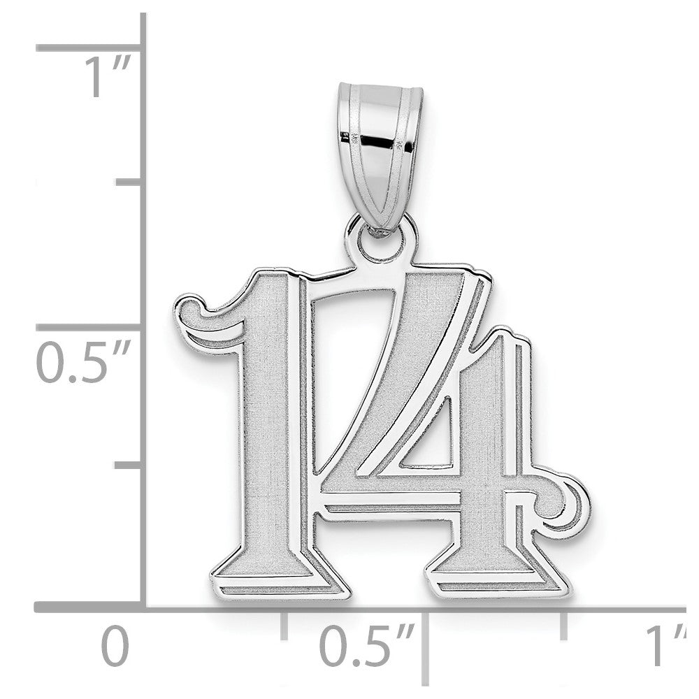 14kw Polished Etched Number 14 Pendant