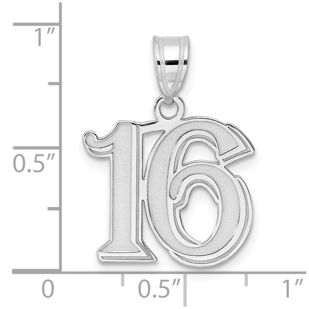 14kw Polished Etched Number 16 Pendant
