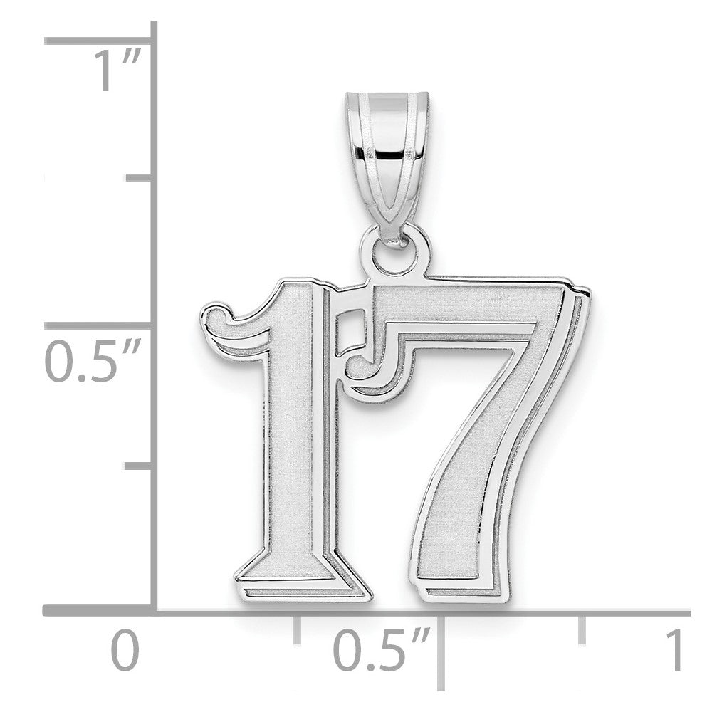 14kw Polished Etched Number 17 Pendant