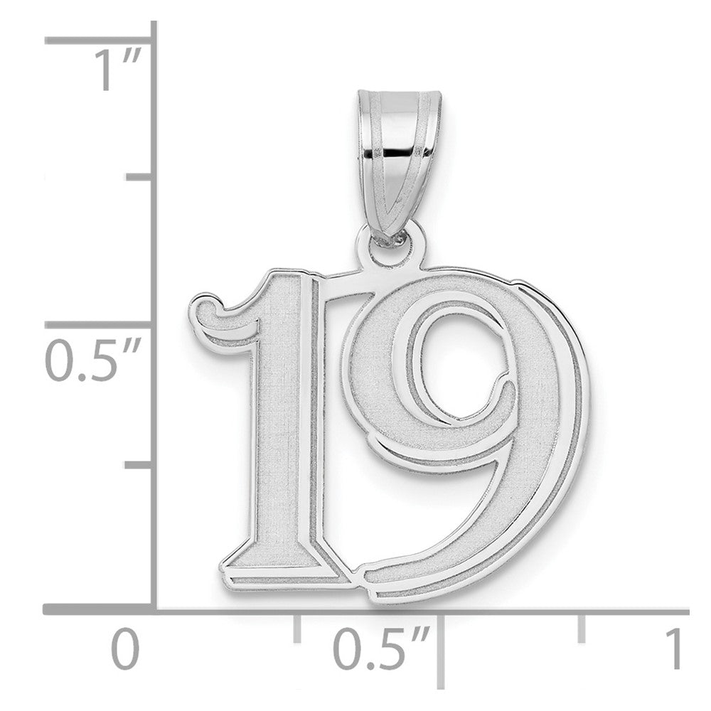 14kw Polished Etched Number 19 Pendant