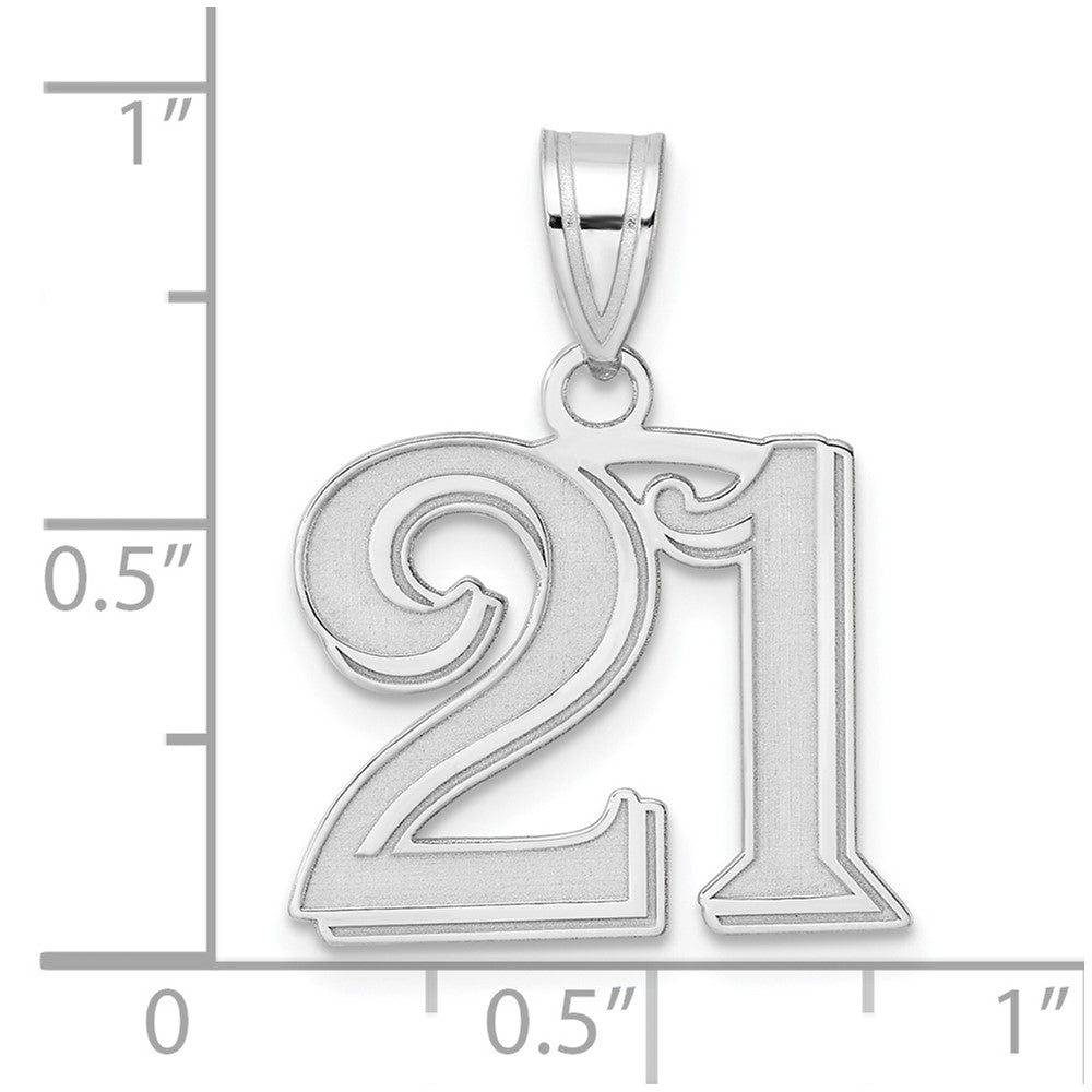 14kw Polished Etched Number 21 Pendant