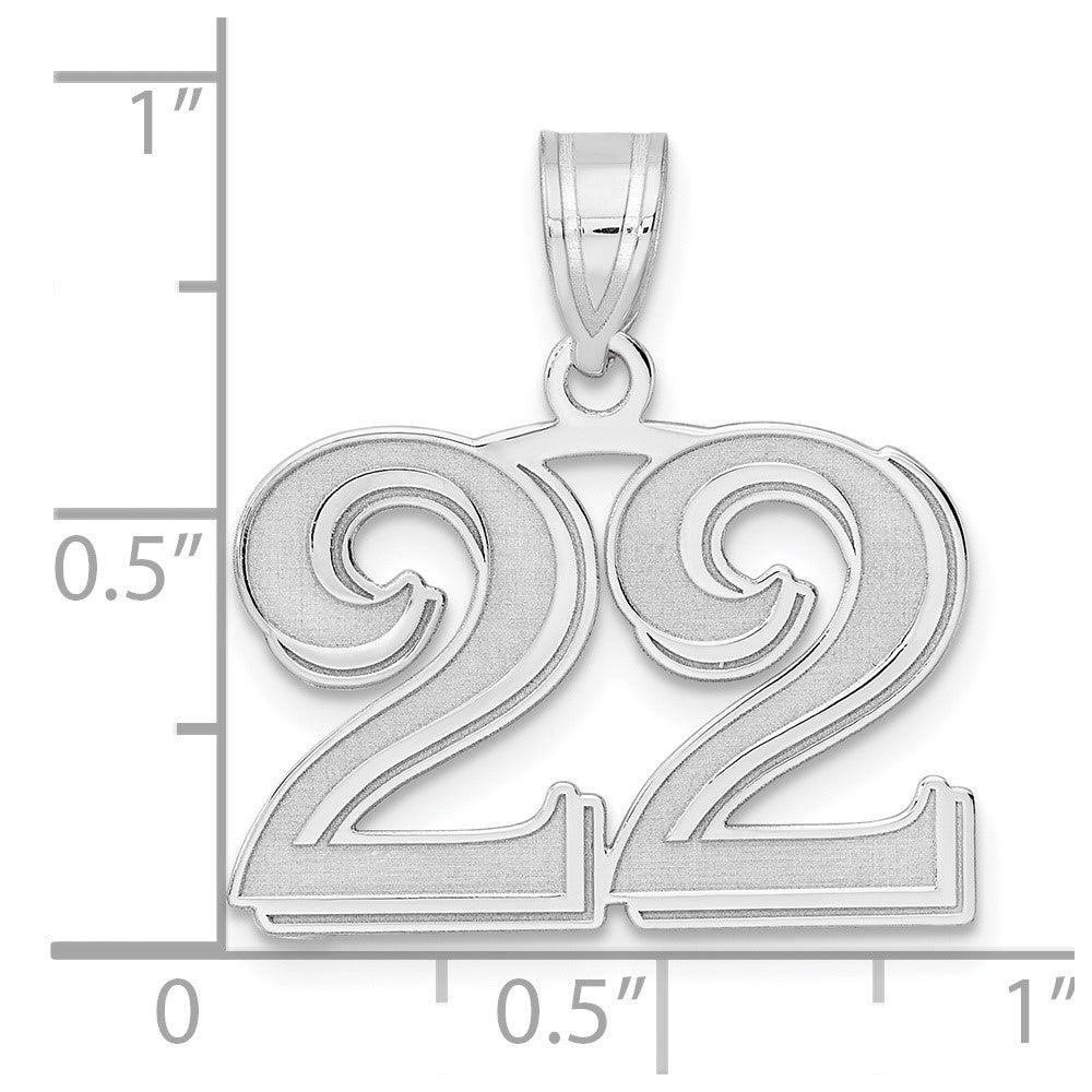14kw Polished Etched Number 22 Pendant