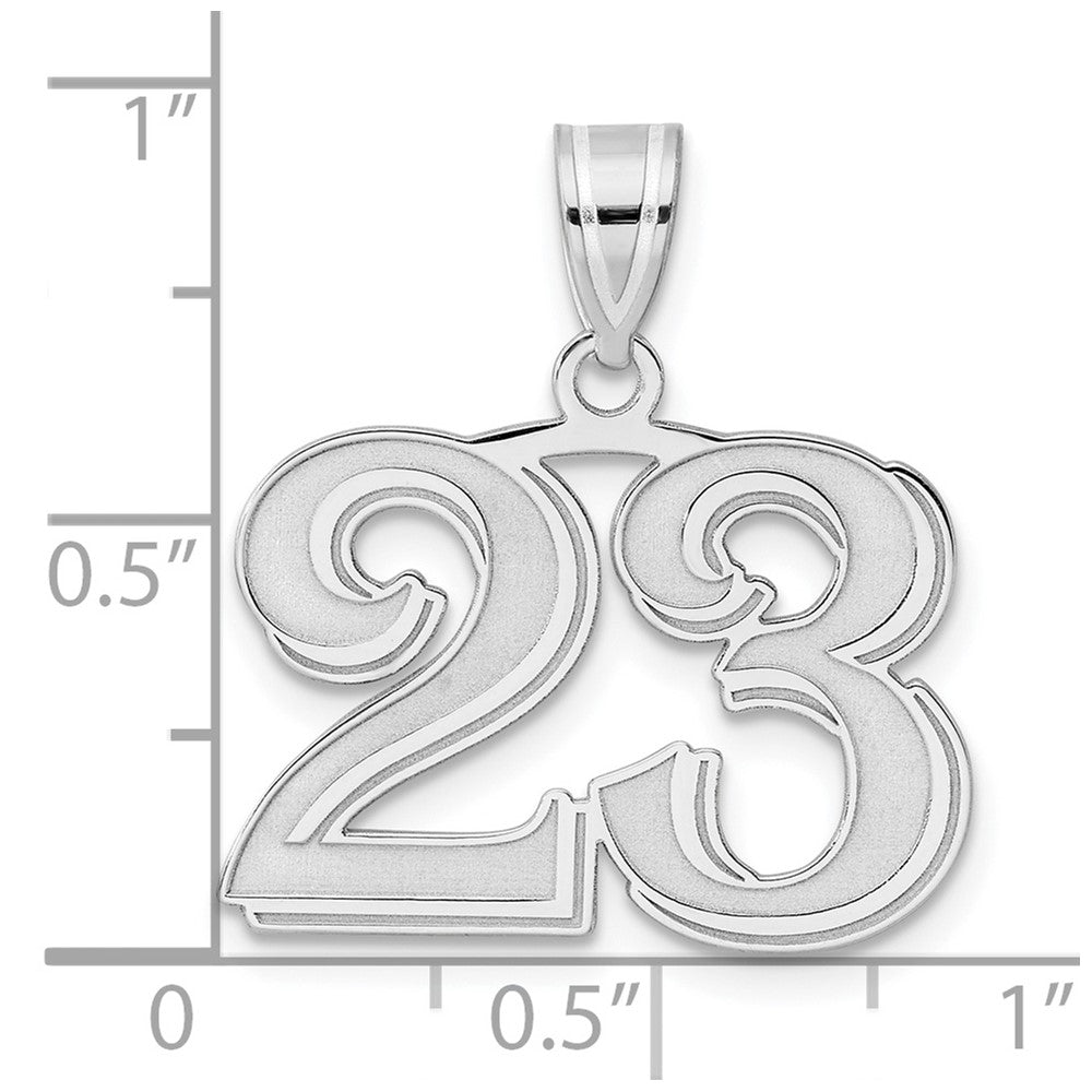 14kw Polished Etched Number 23 Pendant