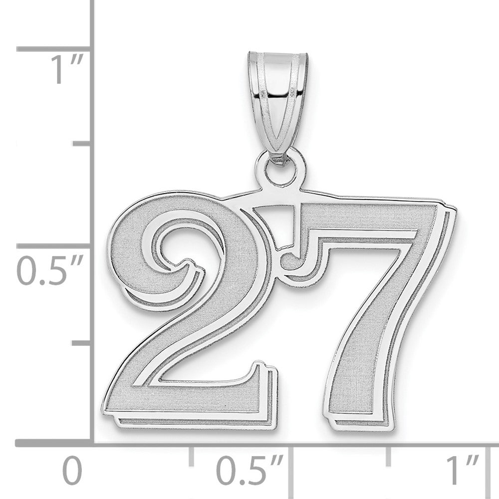 14kw Polished Etched Number 27 Pendant