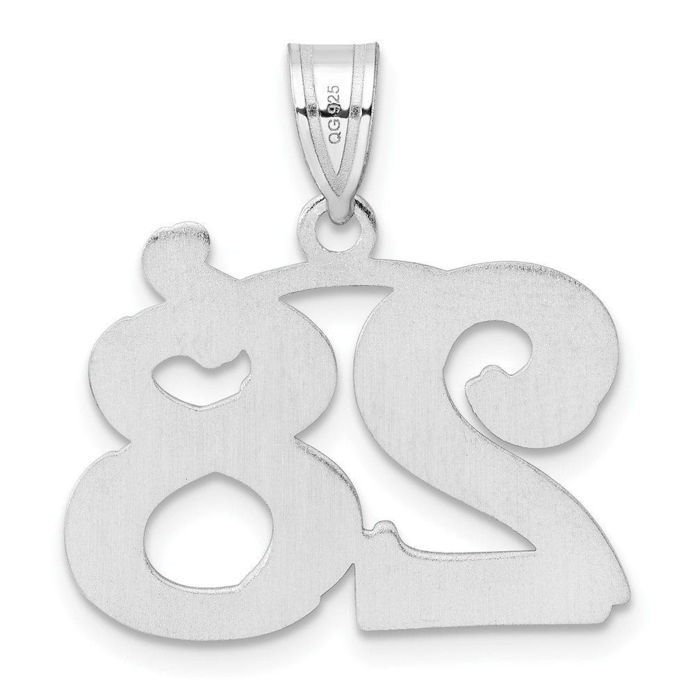 14kw Polished Etched Number 28 Pendant