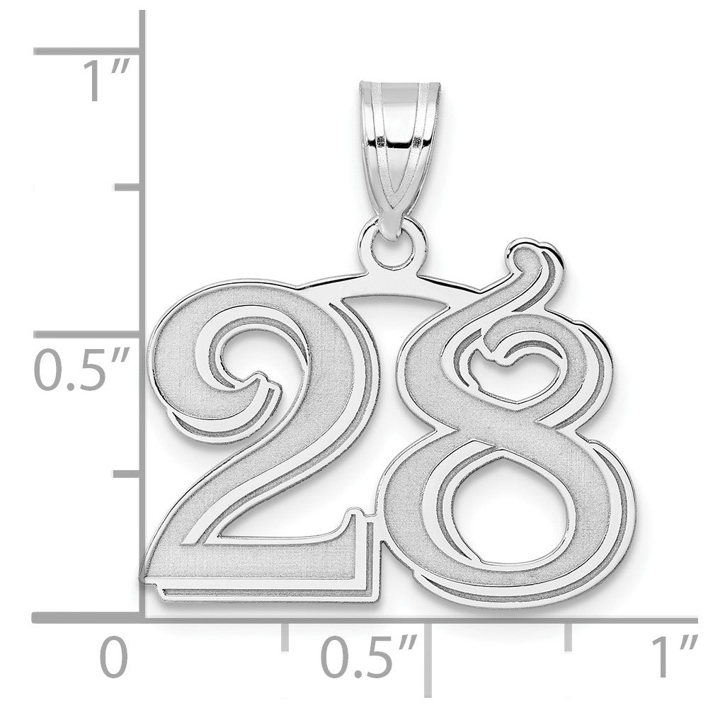 14kw Polished Etched Number 28 Pendant
