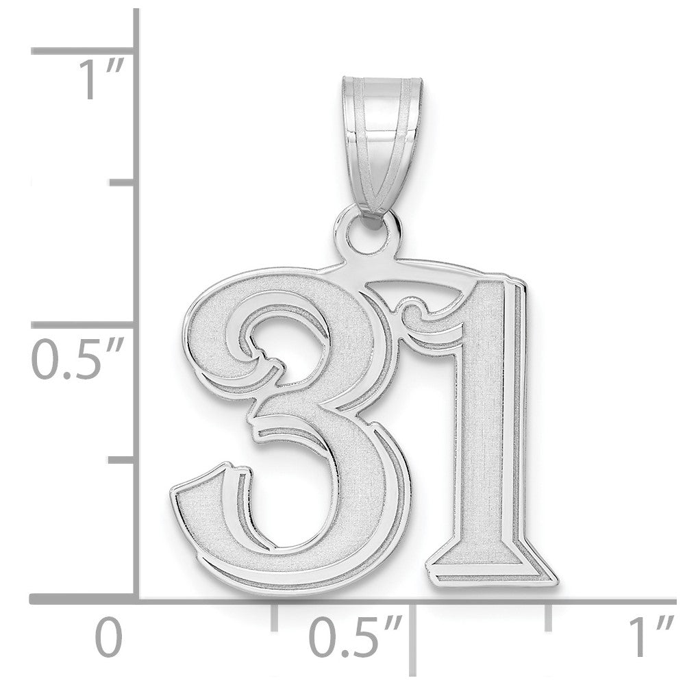 14kw Polished Etched Number 31 Pendant