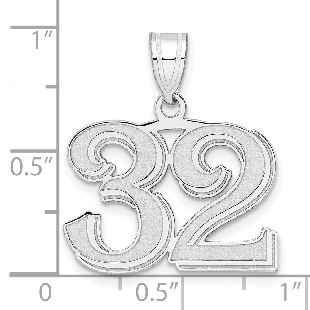 14kw Polished Etched Number 32 Pendant
