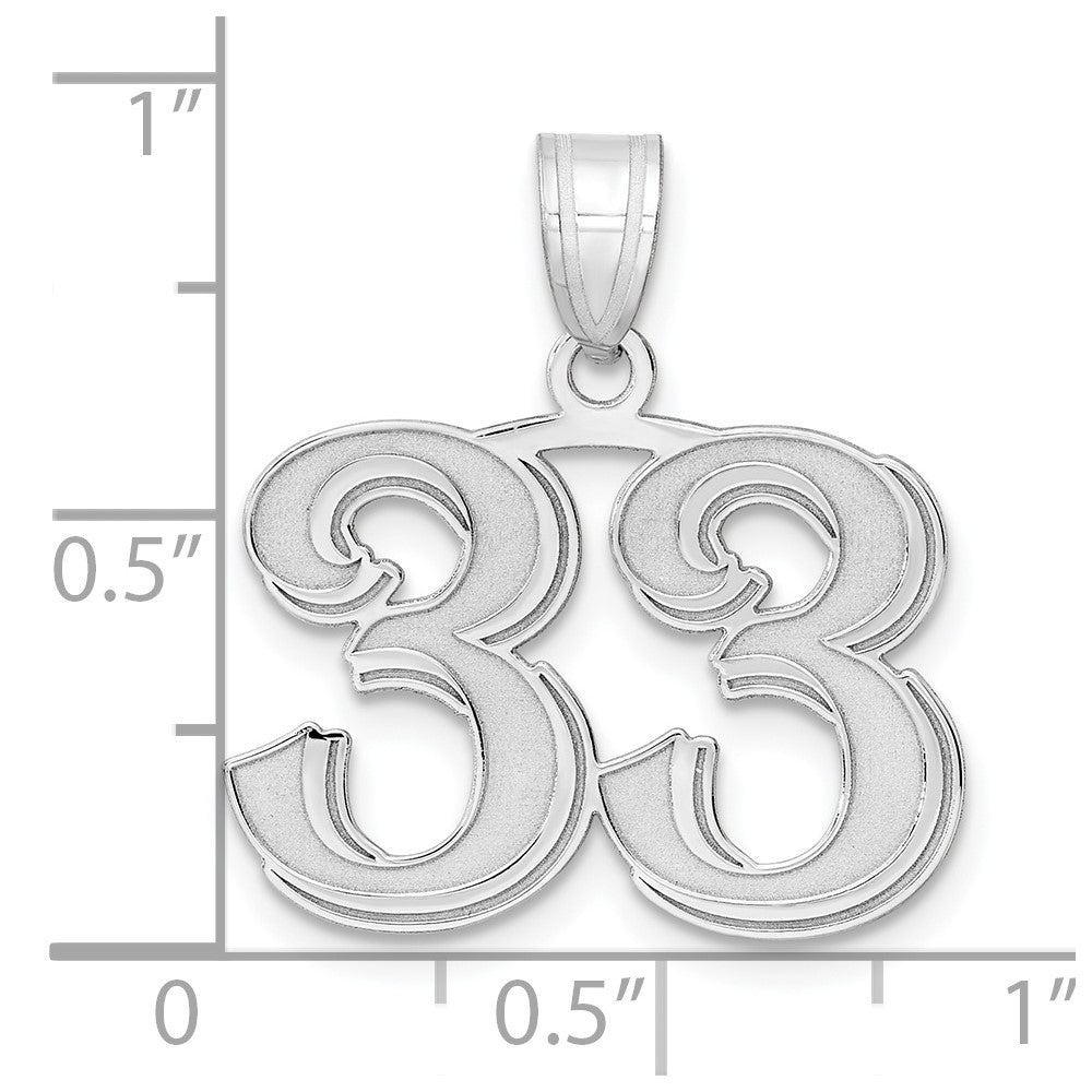 14kw Polished Etched Number 33 Pendant