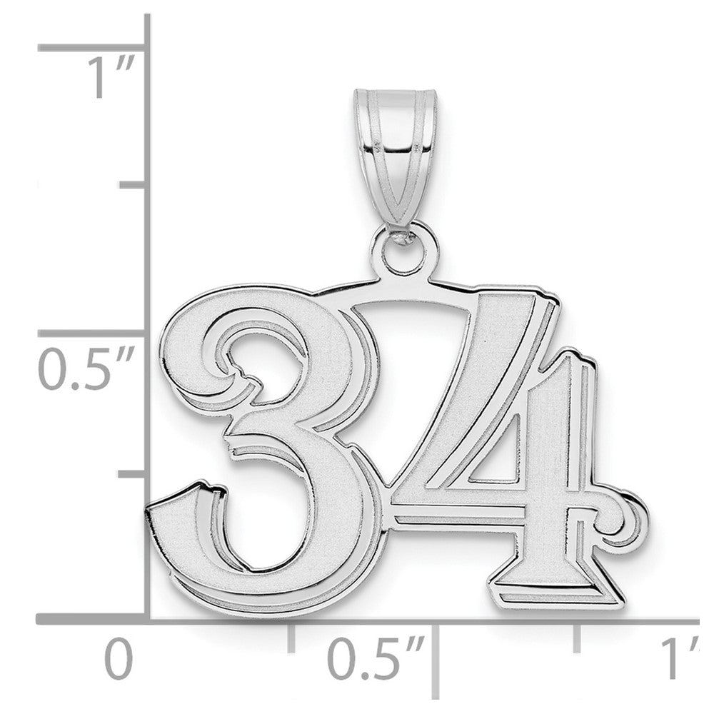 14kw Polished Etched Number 34 Pendant