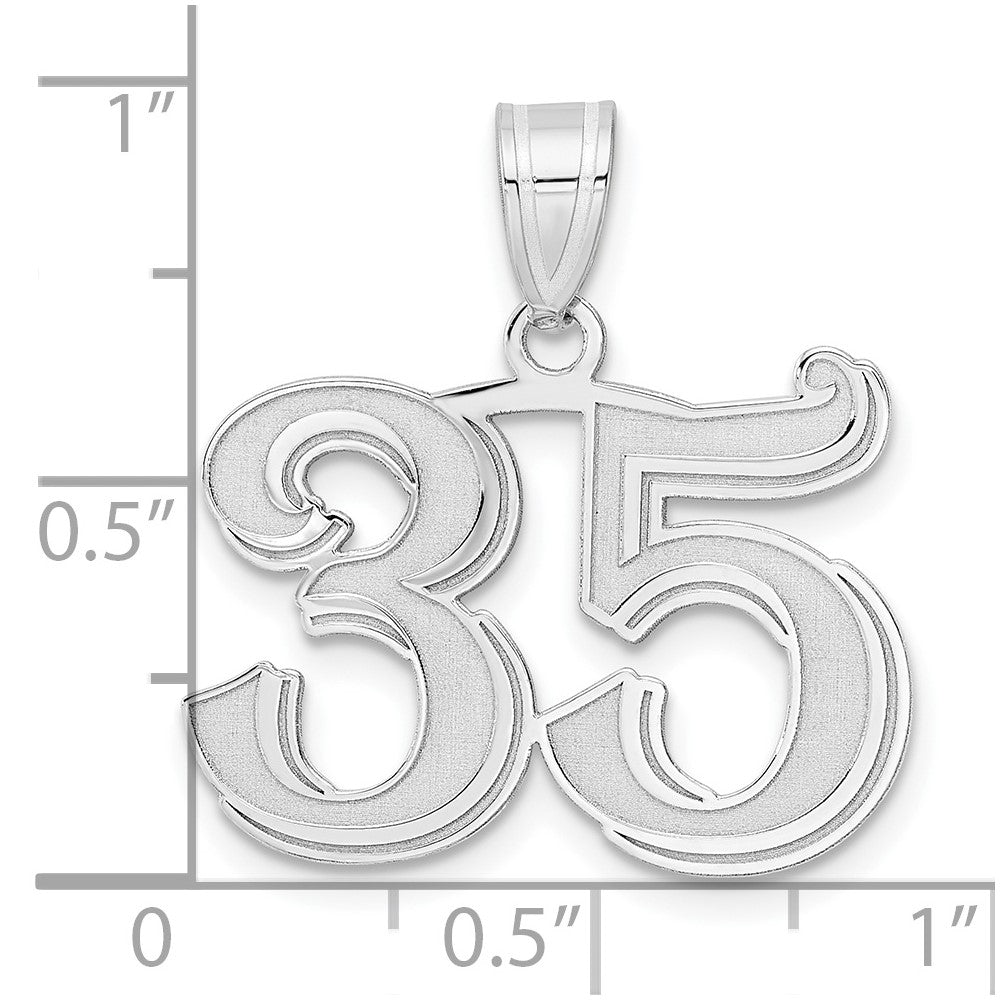 14kw Polished Etched Number 35 Pendant