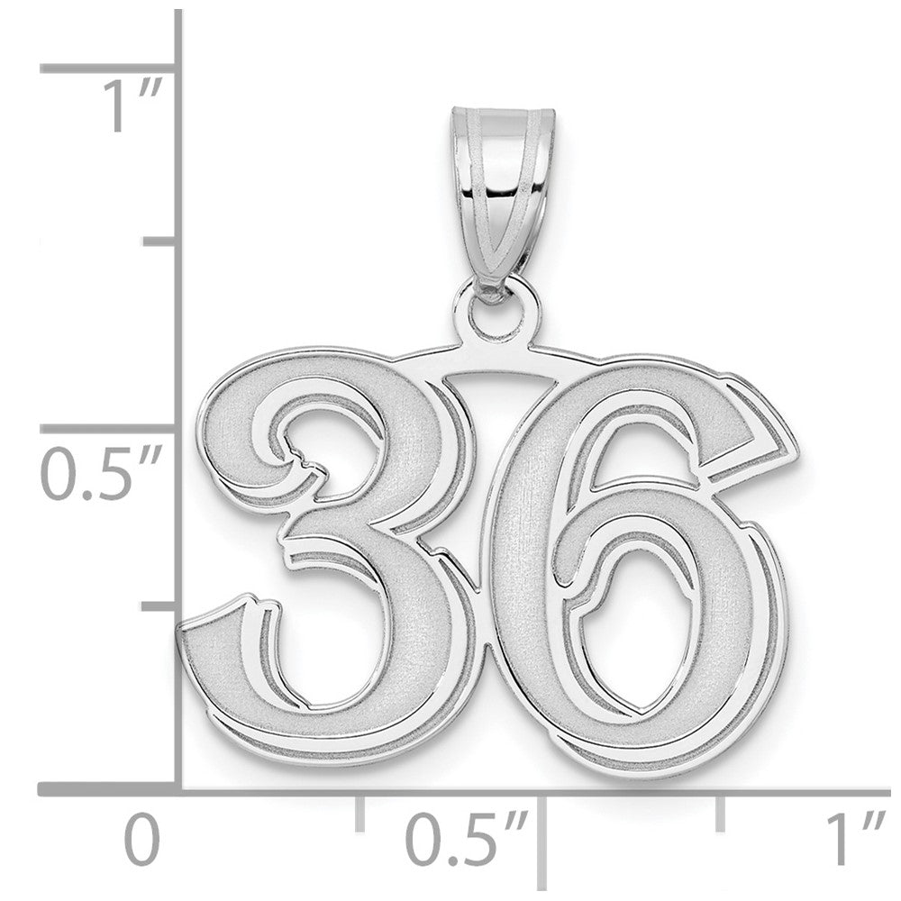 14kw Polished Etched Number 36 Pendant