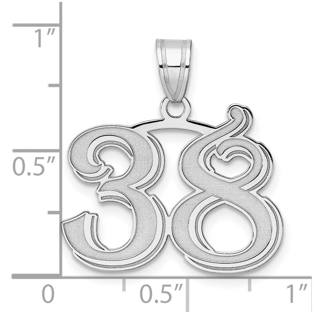 14kw Polished Etched Number 38 Pendant