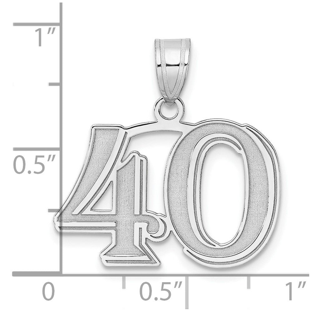 14kw Polished Etched Number 40 Pendant