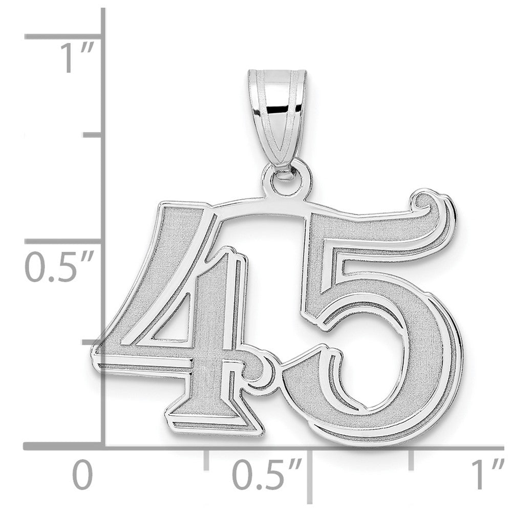 14kw Polished Etched Number 45 Pendant