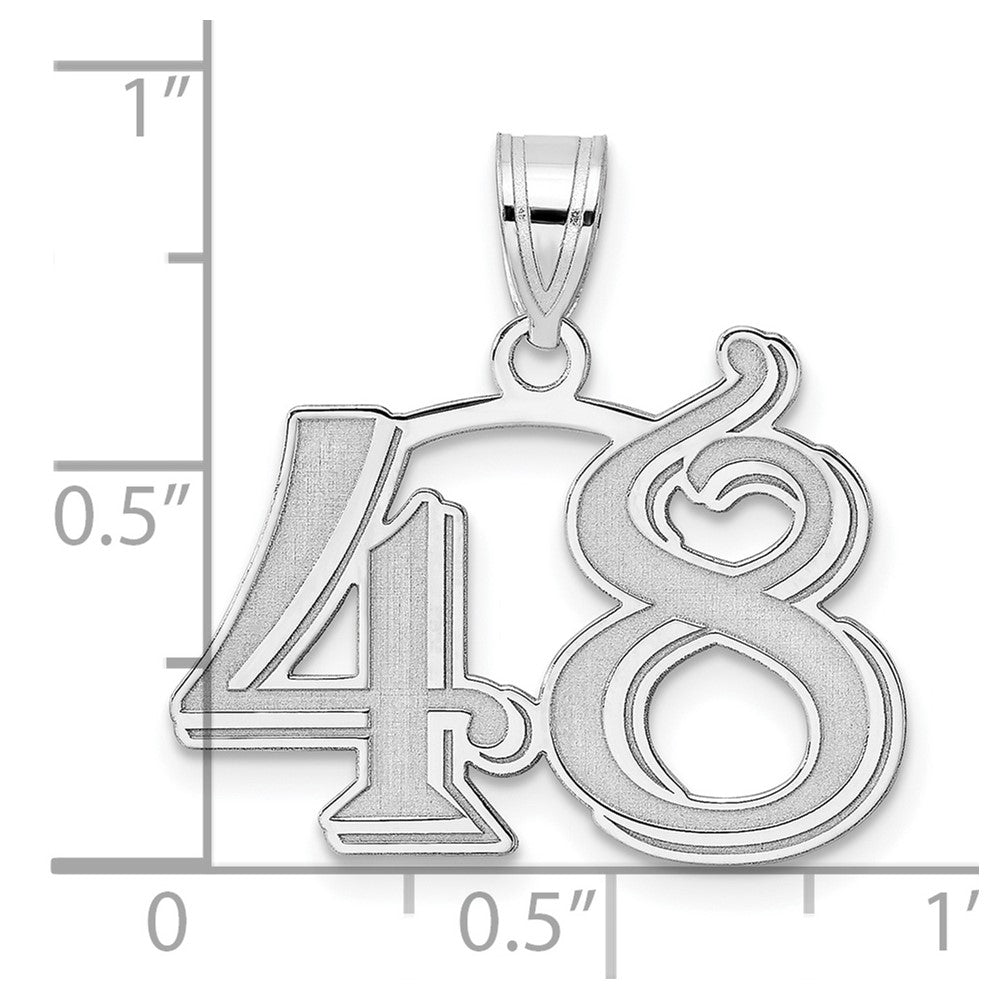 14kw Polished Etched Number 48 Pendant