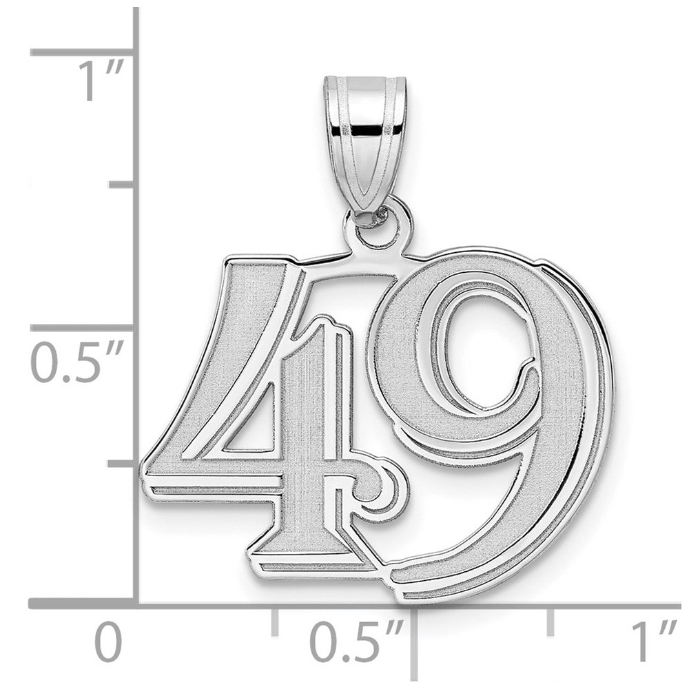 14kw Polished Etched Number 49 Pendant